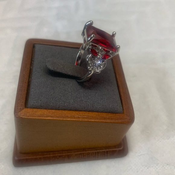 Rhinestone Red Ruby Sterling Silver Accent Ring - Picture 5 of 7